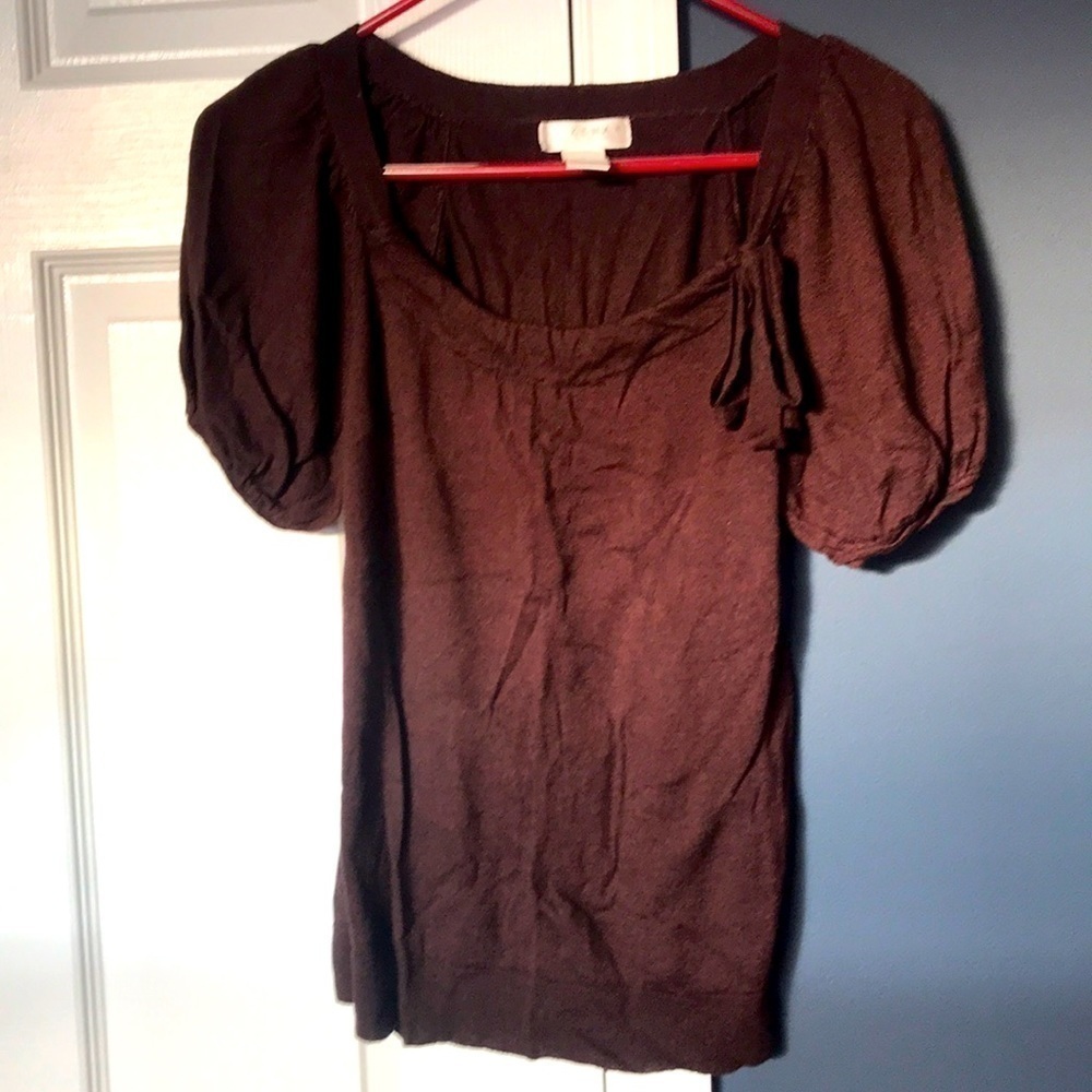 Kenar Brown Short Sleeve Sweater